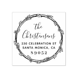 Carimbo De Borracha Endereço de devolução da família de borda botânica