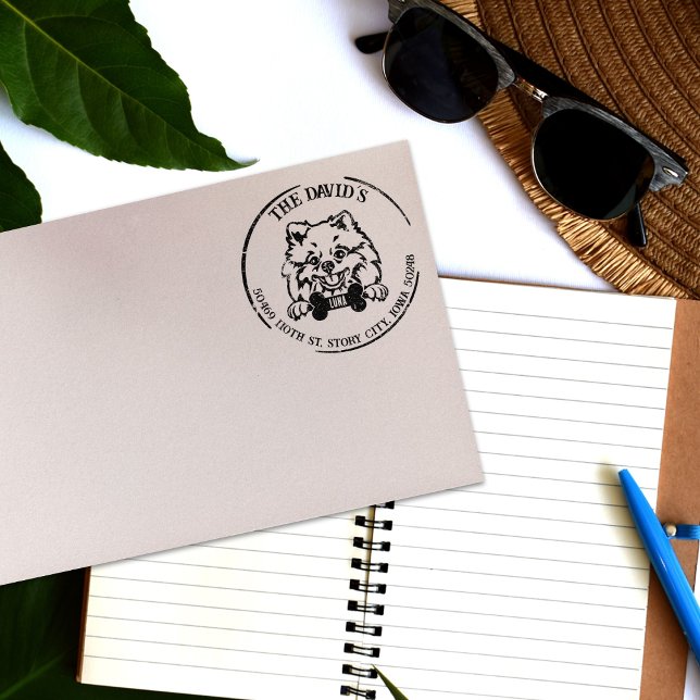 Carimbo De Borracha Endereço de devolução da família de cães da Pomerâ (Criador carregado)