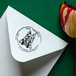 Carimbo De Borracha Endereço de devolução da família de cães german sh