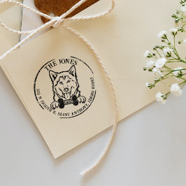 Carimbo De Borracha Endereço de devolução da família de cães roucos