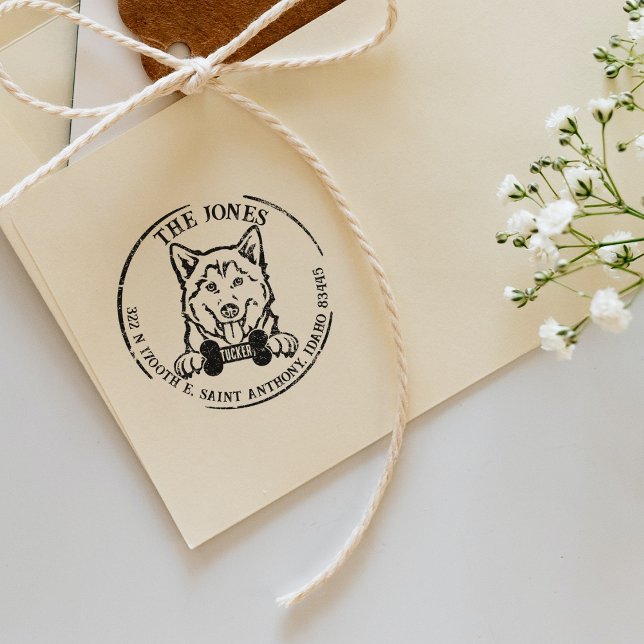 Carimbo De Borracha Endereço de devolução da família de cães roucos (Criador carregado)