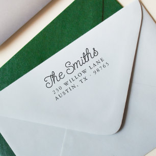 Carimbo De Borracha Endereço de devolução da família de caligrafia de 