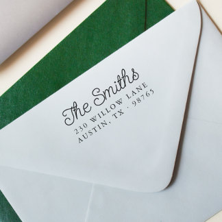 Carimbo De Borracha Endereço de devolução da família de caligrafia de 