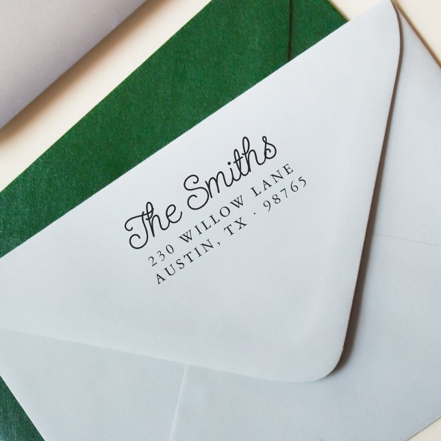 Carimbo De Borracha Endereço de devolução da família de caligrafia de  (Rubber Stamp Mock-up)