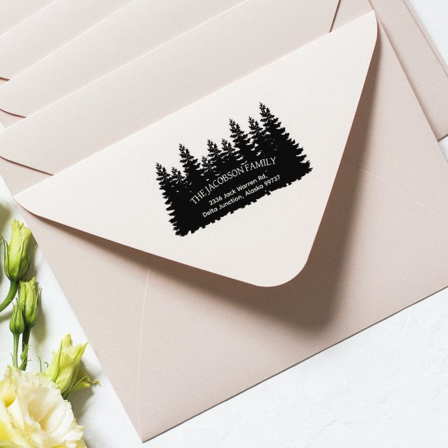 Carimbo De Borracha Endereço de devolução da família de floresta (Criador carregado)