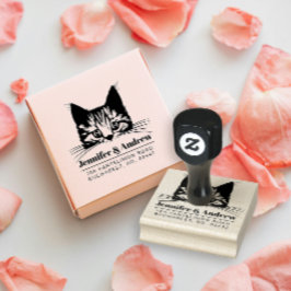Carimbo De Borracha Endereço de Devolução da Família de Gatos Modernos