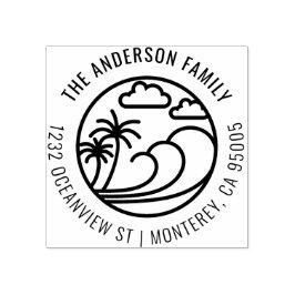 Carimbo De Borracha Endereço de devolução da família de Ondas Tropicai