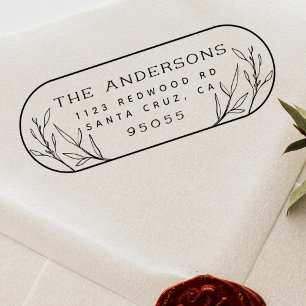 Carimbo De Borracha Endereço de Devolução da Família de Quadro Botânic