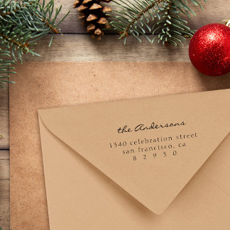 Carimbo De Borracha Endereço de devolução da família de script de tipo