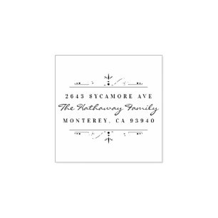 Carimbo De Borracha Endereço de Devolução da Família de Script e Ornam