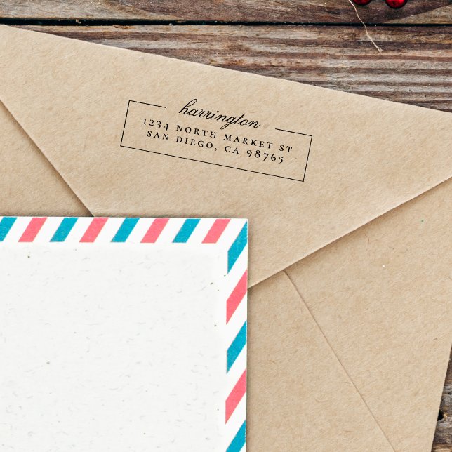 Carimbo De Borracha Endereço de Devolução da Família de Script Minimal (Criador carregado)