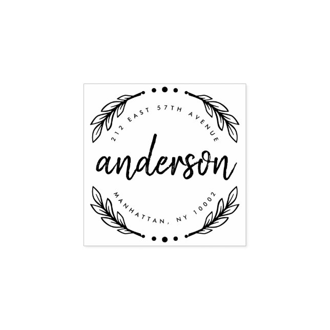 Carimbo De Borracha Endereço de devolução da família de script Rustic  (Impressão)