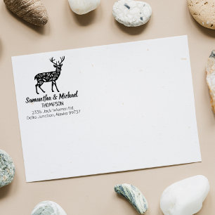 Carimbo De Borracha Endereço de devolução da família de veados decorat