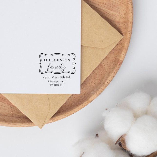 Carimbo De Borracha Endereço de devolução da família Elegante Personal (Criador carregado)