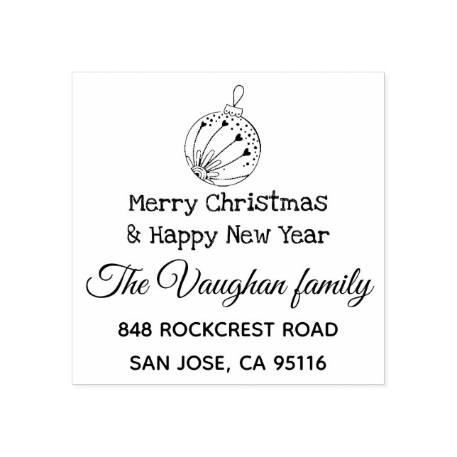 Carimbo De Borracha Endereço de devolução da família Feliz Natal (Impressão)