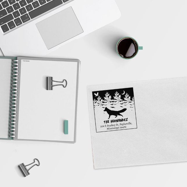 Carimbo De Borracha Endereço de devolução da família Forest Wolf perso (Criador carregado)