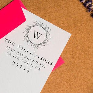 Carimbo De Borracha Endereço de devolução da família Greenery Wrea