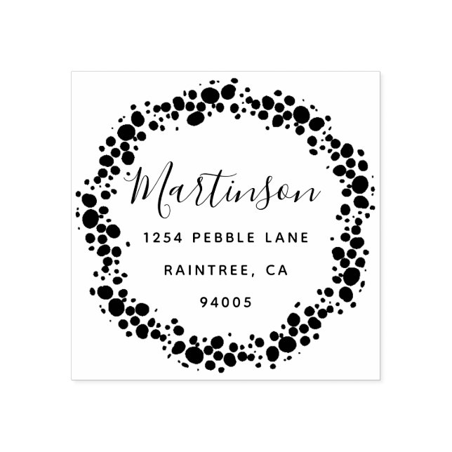 Carimbo De Borracha Endereço de devolução da família Pebble Wreath (Impressão)