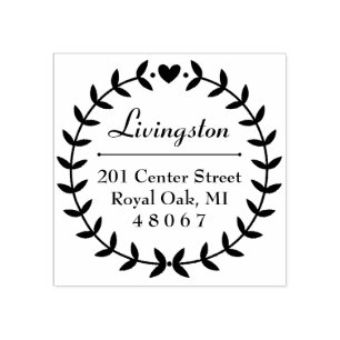 Carimbo De Borracha Endereço de devolução da família Round Laurel 