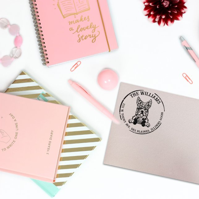 Carimbo De Borracha Endereço de devolução da família Terrier Dog (Criador carregado)