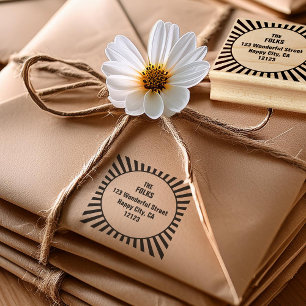 Carimbo De Borracha Endereço de devolução da Ilustração Sunburst Retro