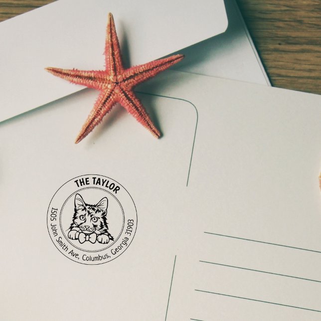 Carimbo De Borracha Endereço de devolução de Bobtail Cat Americano (Criador carregado)