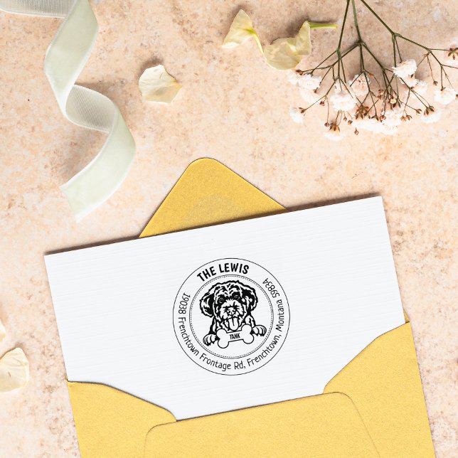 Carimbo De Borracha Endereço de Devolução de Cão de Água Português (Criador carregado)