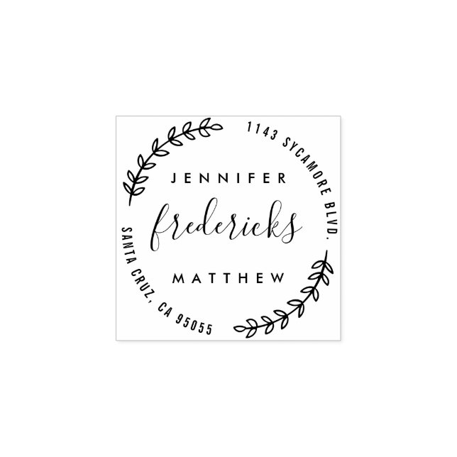 Carimbo De Borracha Endereço de devolução de Casal casado para script  (Impressão)