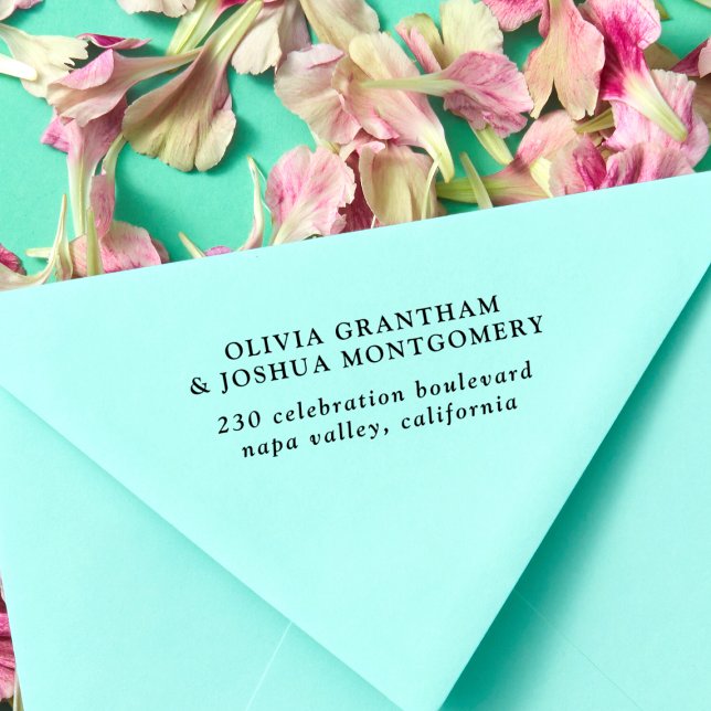 Carimbo De Borracha Endereço de devolução de Casal Elegante Simples Wo (Rubber Stamp Mock-up)