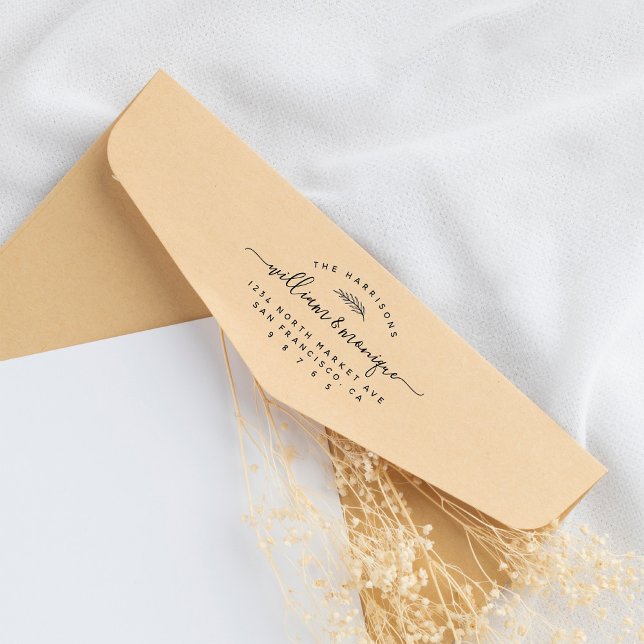 Carimbo De Borracha Endereço de Devolução de Casamento Botânico Manusc (Criador carregado)