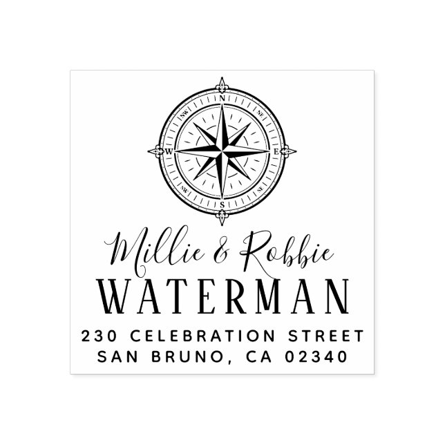 Carimbo De Borracha Endereço de devolução de casamento costeiro em com (Impressão)