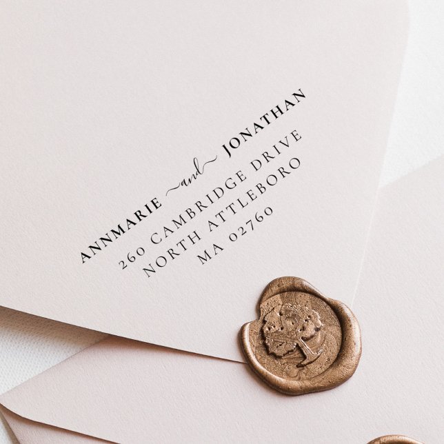 Carimbo De Borracha Endereço de Devolução de Casamento de Script Chic  (Criador carregado)