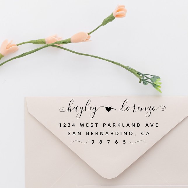 Carimbo De Borracha Endereço de Devolução de Casamento Manuscrito com  (Criador carregado)