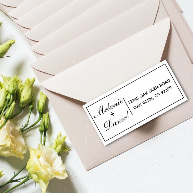 Carimbo De Borracha Endereço de Devolução de Casamento Simples e Elega (Criador carregado)