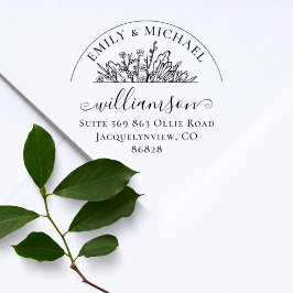 Carimbo De Borracha Endereço de devolução de casamentos brancos florai