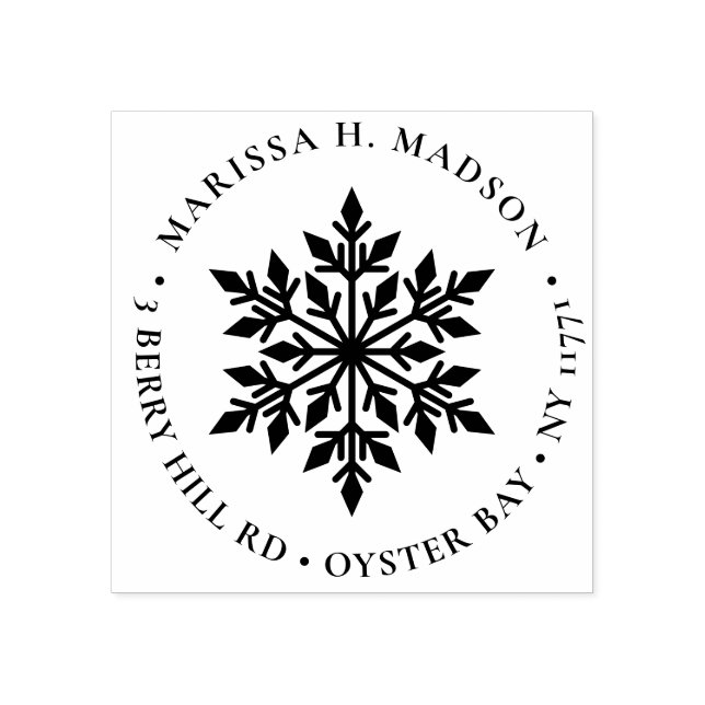 Carimbo De Borracha Endereço de devolução de feriado de Natal do Floco (Impressão)