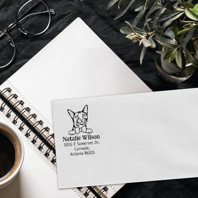 Carimbo De Borracha Endereço de Devolução de Gato Moderno (Criador carregado)