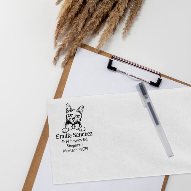 Carimbo De Borracha Endereço de Devolução de Gato Moderno (Criador carregado)