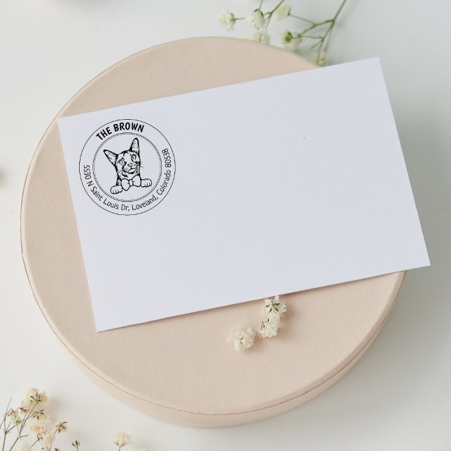 Carimbo De Borracha Endereço de devolução de gatos da Abyssinian (Criador carregado)