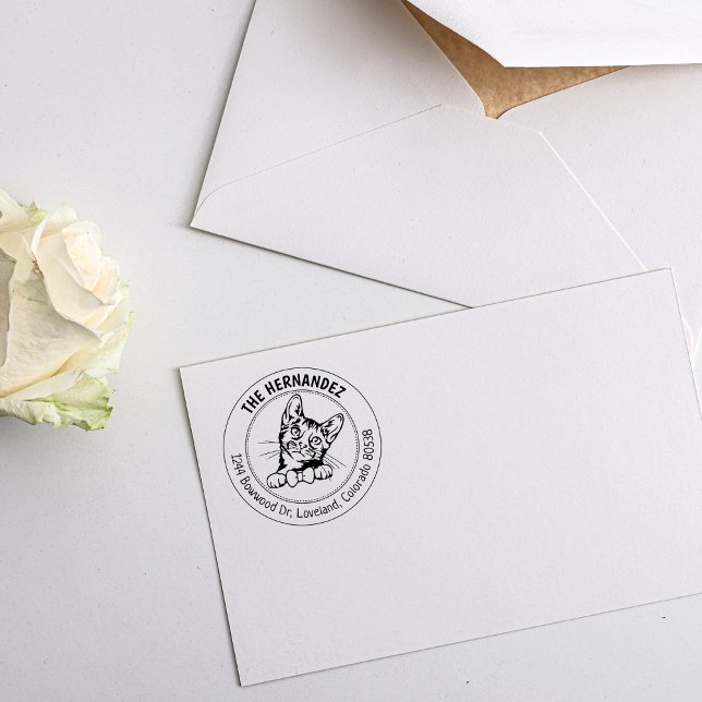 Carimbo De Borracha Endereço de devolução de gatos de Bengala (Criador carregado)