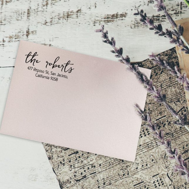 Carimbo De Borracha Endereço de devolução de letra de caligrafia simpl (Criador carregado)