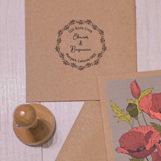 Carimbo De Borracha Endereço de Devolução de Lotus Moderno, Casal (Criador carregado)