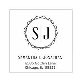 Carimbo De Borracha Endereço de Devolução de Monograma de Casamento | 