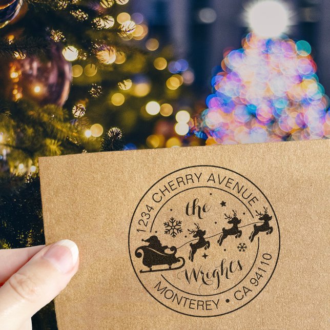 Carimbo De Borracha Endereço de devolução de Natal Santa Claus Sleigh (Criador carregado)