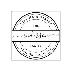 Carimbo De Borracha Endereço de Devolução de Nome da Família de Script