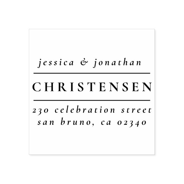 Carimbo De Borracha Endereço de Devolução de Nomes de Casamentos Típic (Impressão)