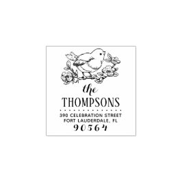 Carimbo De Borracha Endereço de devolução de pássaro desenhado à mão e