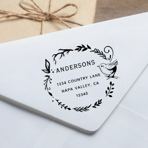 Carimbo De Borracha Endereço de Devolução de Pássaros & Botânicos