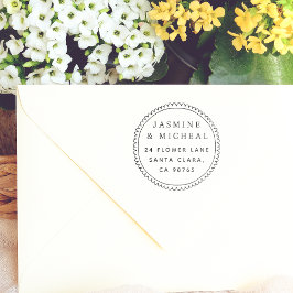 Carimbo De Borracha Endereço de devolução de quadro redondo desenhado 