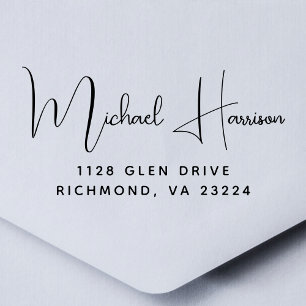 Carimbo De Borracha Endereço de Devolução de Script de Assinatura Eleg